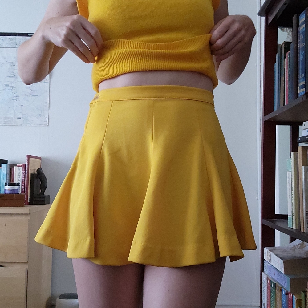 Vintage Yellow Double Knit Cheerleader Skirt